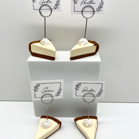 Cheesecake Place Card Holders – Handmade Mini Slice with Whipped Cream Dollop - Picture 2 of 11